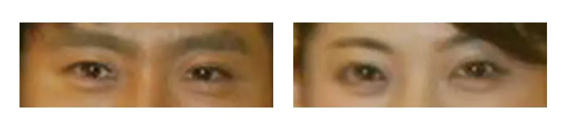 藤井隆さん夫妻の目元を並べて比べた画像