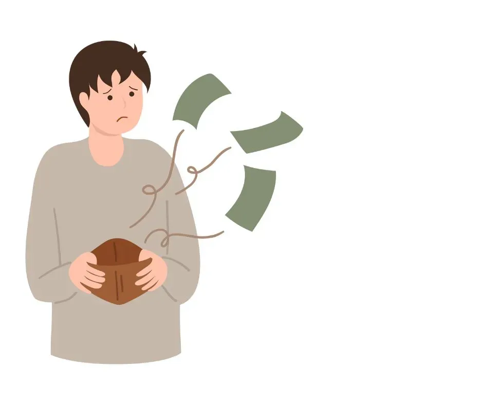 お金が飛んでいくイメージのイラスト