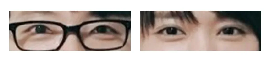 星野源さん夫妻の目元を並べて比べた画像