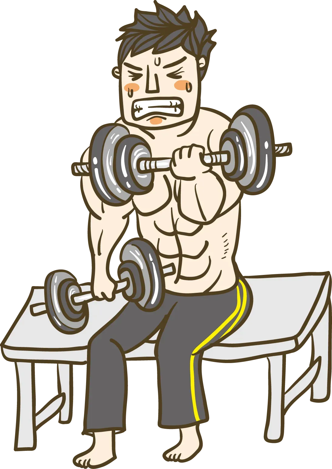 筋トレをする男性のイラスト