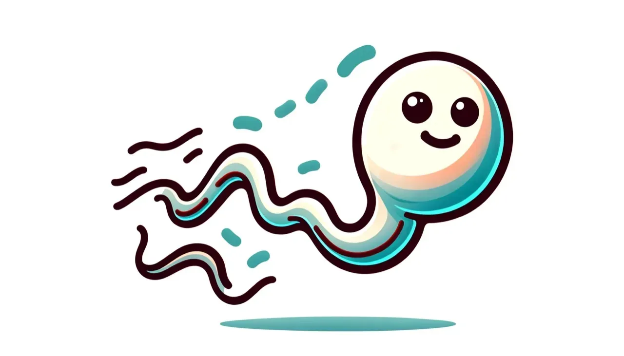 親しみやすくデフォルメされた精子のキャラクターのイラスト