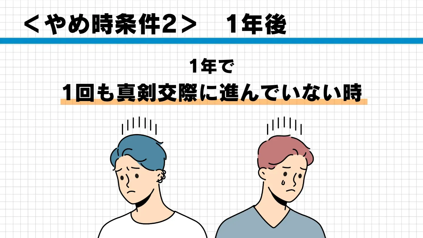 やめどき条件3:1年で1回も真剣交際に進めていない
