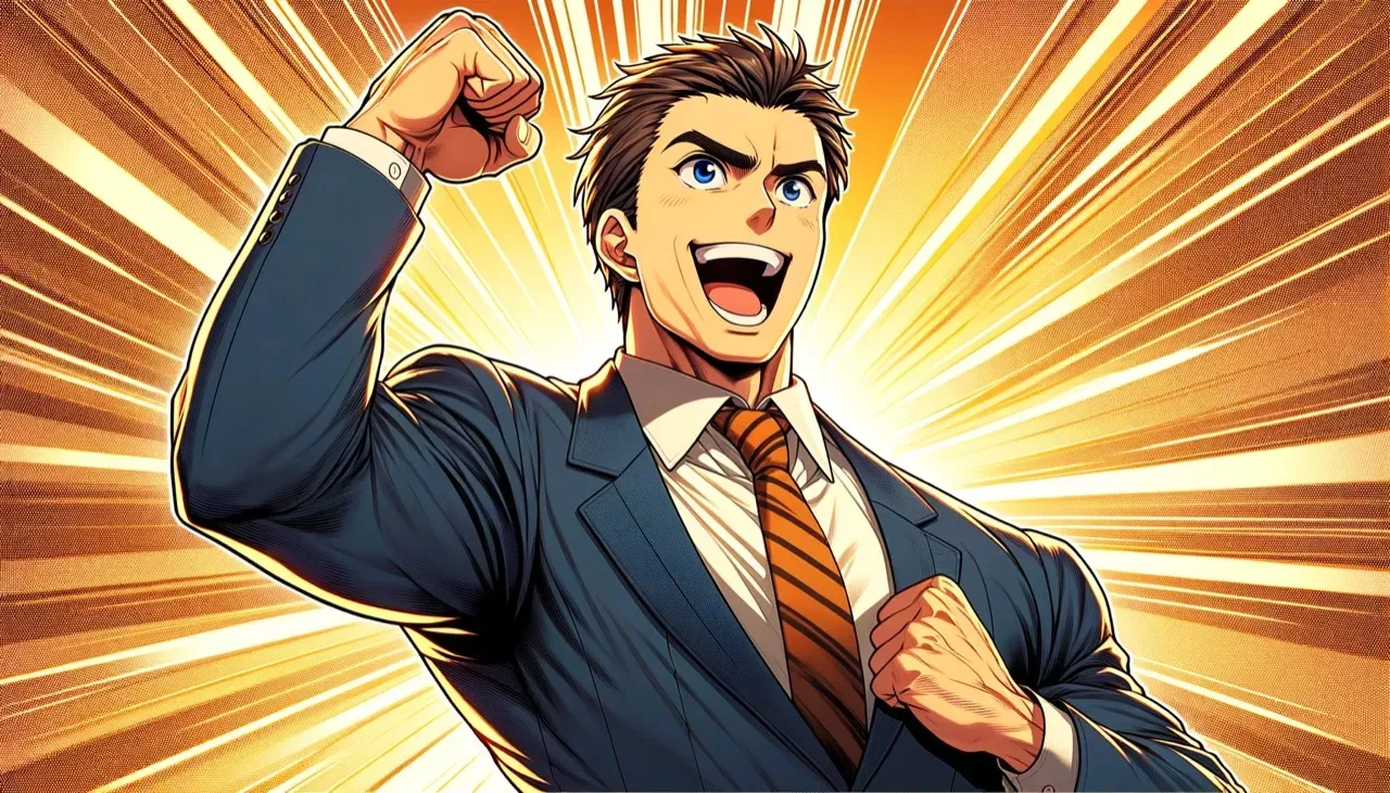 やる気を出して前を向く男性のイメージ画像