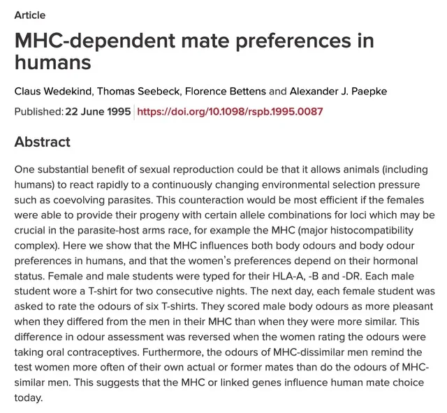 MHC-dependent mate preferences in humans
論文イメージ図